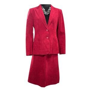 Vintage 70s Adolph Schuman for Lilli Ann Fushia Ultrasuede Skirt Blazer 2‑PC